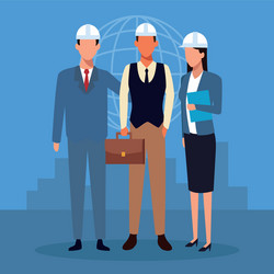 Architect and construction teamwork vector