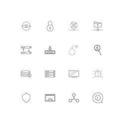 internet security linear thin icons set outlined vector image