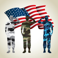 Military soldier carrying the united states flag Vector Image