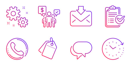 Survey checklist work and talk bubble icons set vector