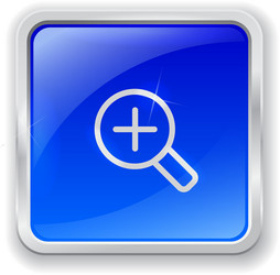 zoom in icon on blue button vector