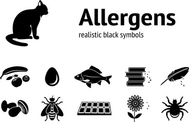 allergen set fish cat insect chocolate vector