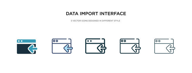 Data import interface icon in different style vector