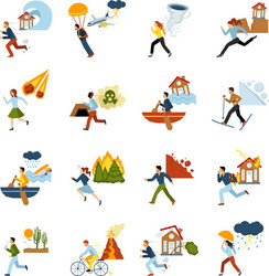 Natural disasters escape images set vector