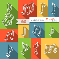 set of music notes and g-clef Vector Image