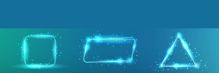 set of three neon double frames with shining vector image