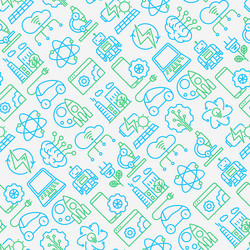technologies seamless pattern with thin line icons vector image