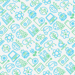 Technologies seamless pattern with thin line icons vector