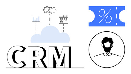 crm integration concept with cloud analytics vector image