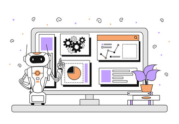 Robot and Computer Technology vector image
