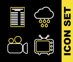 Set line cloud with rain television tv movie vector