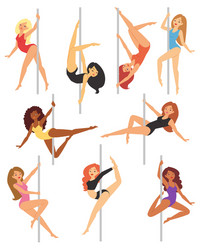 Sexy Pole Dancer Set - Woman Poledance Vector Image