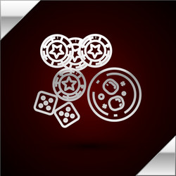 Silver line casino chips game dice and glass vector