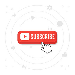 subscribe call button and hand cursor red vector