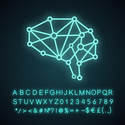 artificial intelligence neon light icon vector