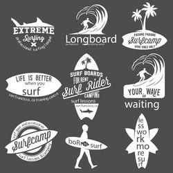 Vintage Surfing Labels & Emblems Vector Image