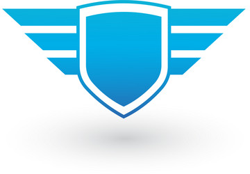 abstract creative shield and wings blue logo vector