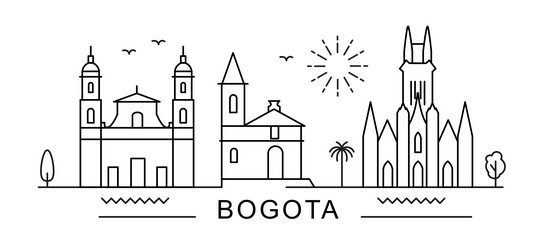 bogota city line view poster print minimal design vector