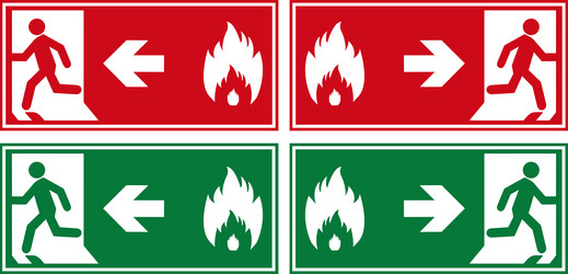 Collection emergency fire exit sign vector