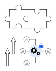 puzzle connection with workflow diagram featuring vector image