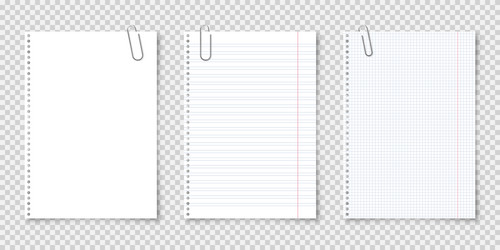 realistic blank paper sheets in a4 format vector