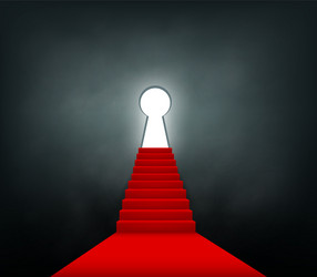 Staircase with a red carpet vector