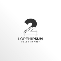 number 2 logo design with architecture element vector image