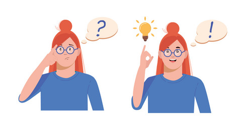 problem solving concept woman thinks and solves vector image