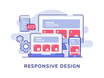 responsive design ui wireframe on display laptop vector image