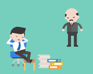 Slack off businessman with angry boss business vector