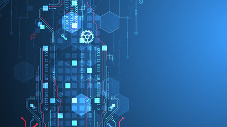 abstract circuit board and hexagons on gradient vector image