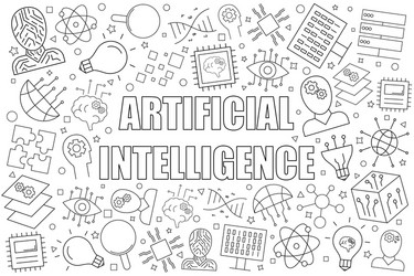 artificial intelligence background from line icon vector