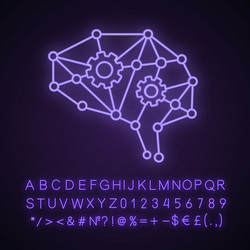 Deep learning ai neon light icon vector