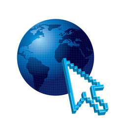 earth with cursor pointer isolated over white vector image