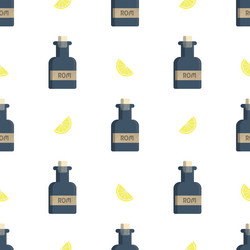 seamless pattern with rum bottles and lemon flat vector image