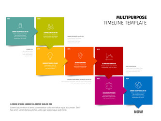 seven square blocks timeline template with sample vector image