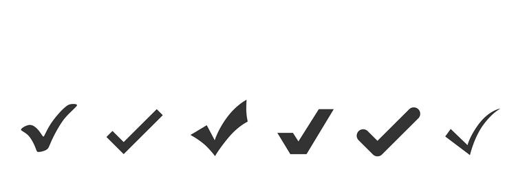 check mark icons set isolated on white background vector image