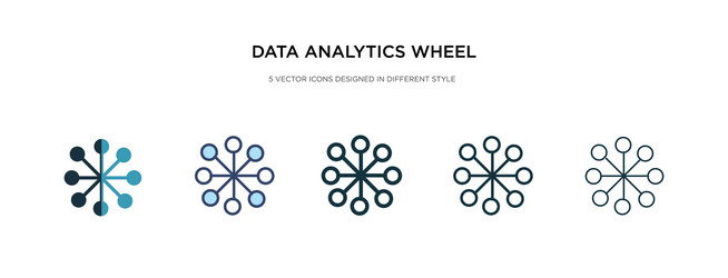 Data analytics wheel icon in different style two vector