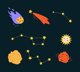 falling comet or meteor and asteroid as space vector image