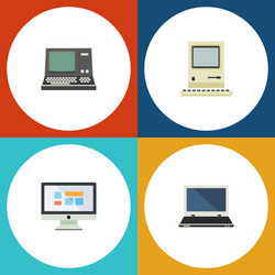 flat icon computer set of technology computing vector image