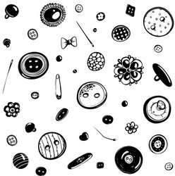 Seamless Buttons and Needles Pattern vector image
