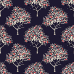 seamless pattern with apple trees vector image
