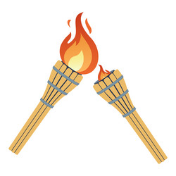 ignition of a torch from another transfer vector image