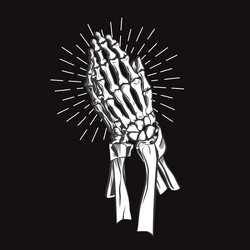 praying skeleton hands vector