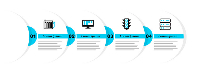 set line server data web hosting traffic light vector image