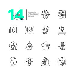 artificial intelligence - set of line design style vector image