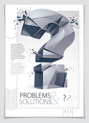 Broken question mark exploding brochure or flyer vector