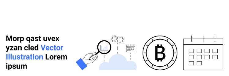 data analysis with magnifying glass bitcoin vector image