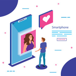 isometric smartphone and people design vector