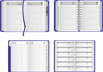 set templates realistic open notebooks diaries vector image